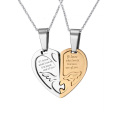 Alphabet Love Stainless Steel Puzzle Couple Heart Pendant Necklace